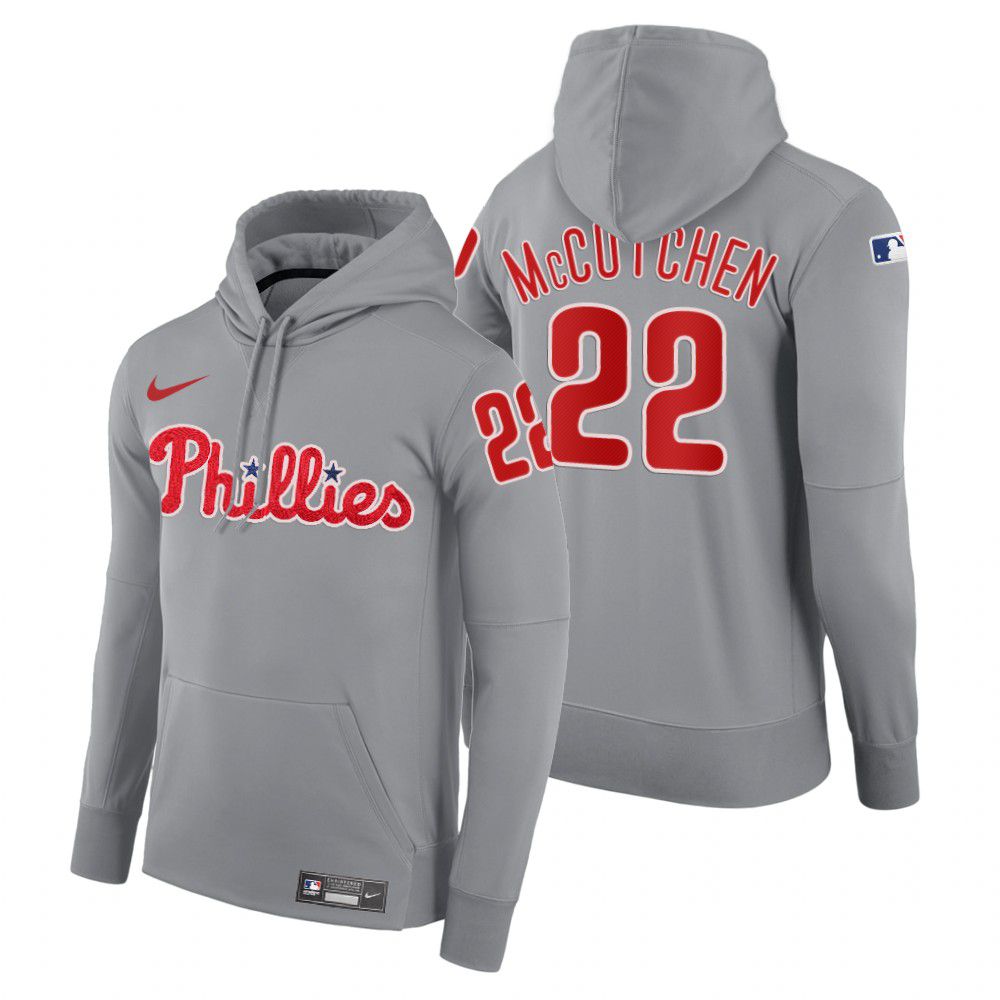Men Philadelphia Phillies #22 Mccutchen gray road hoodie 2021 MLB Nike Jerseys->philadelphia phillies->MLB Jersey